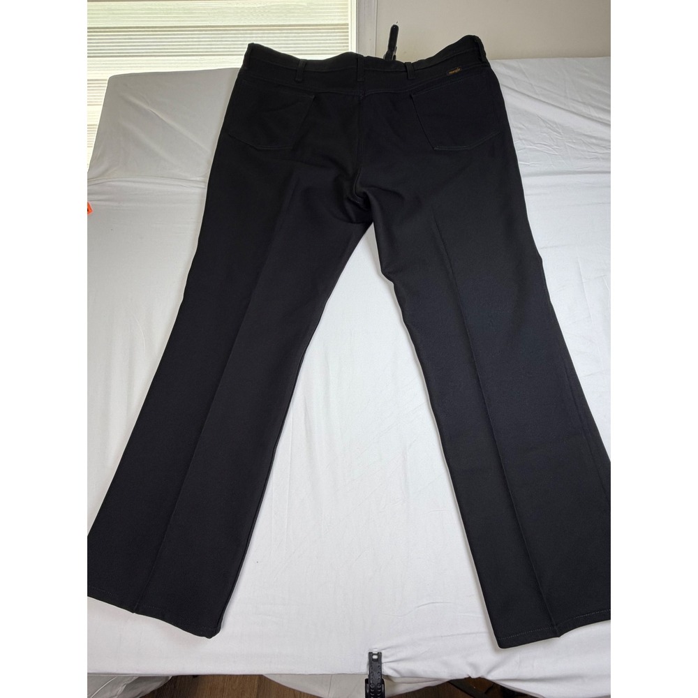 Wrangler Wrancher Dress Jeans Mens 42x30 Black Polyester Twill 82BK Flare Pants